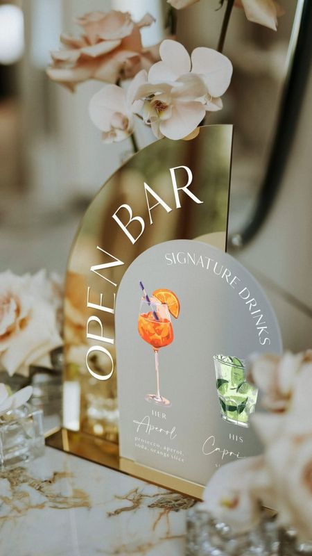 Beautiful gold acrylic wedding signage: bar sign, welcome sign, table numbers & seating chart 🤍

#LTKwedding #LTKunder100 #LTKsalealert