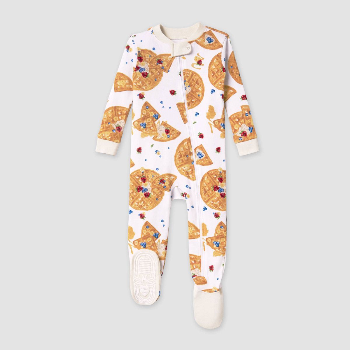 Burt's Bees Baby® Baby Waffles Snug Fit Footed Pajama - Tan/White | Target