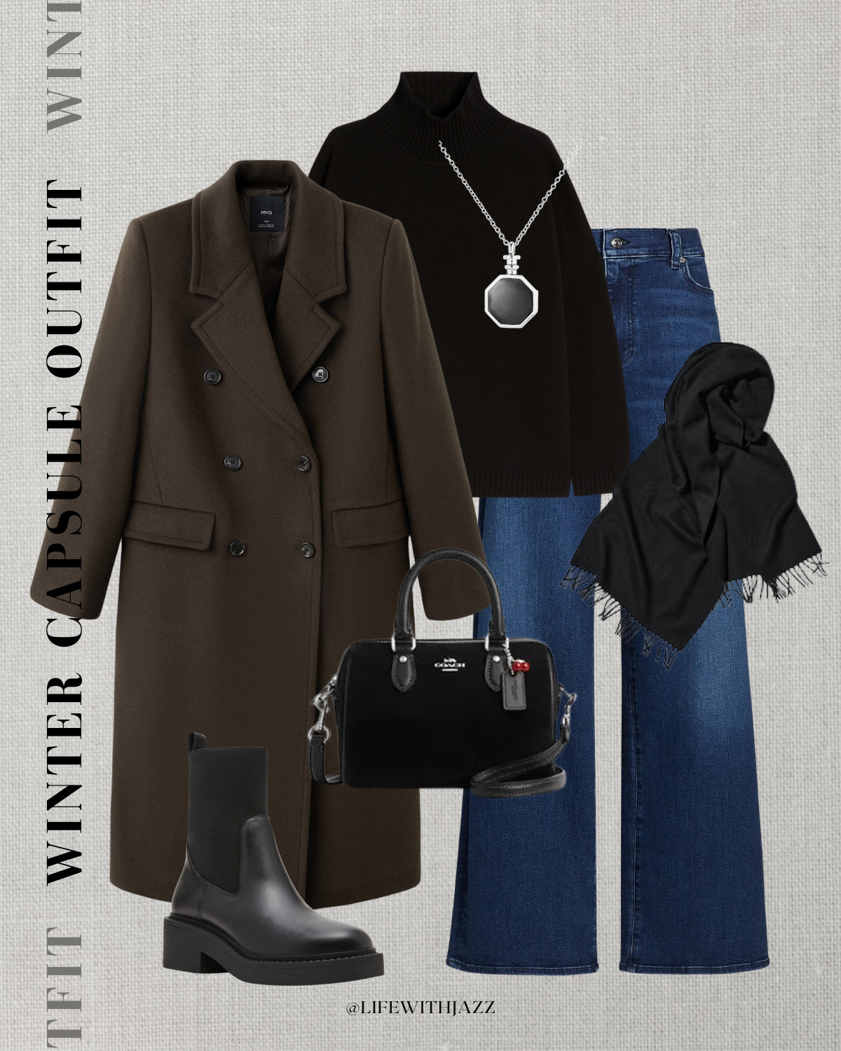  Winter capsule 2026 

Cool tones / brown wool coat / black turtleneck sweater / wide leg blue jeans / black waterproof booties / wc26

 

 

#LTKSeasonal