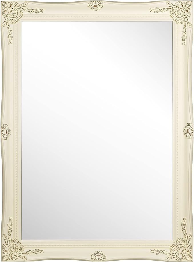 Amazon.com: Toppay Antique Glossy Rectangular Wall Mirror, Vintage Wood Framed Vanity Mirrors for... | Amazon (US)