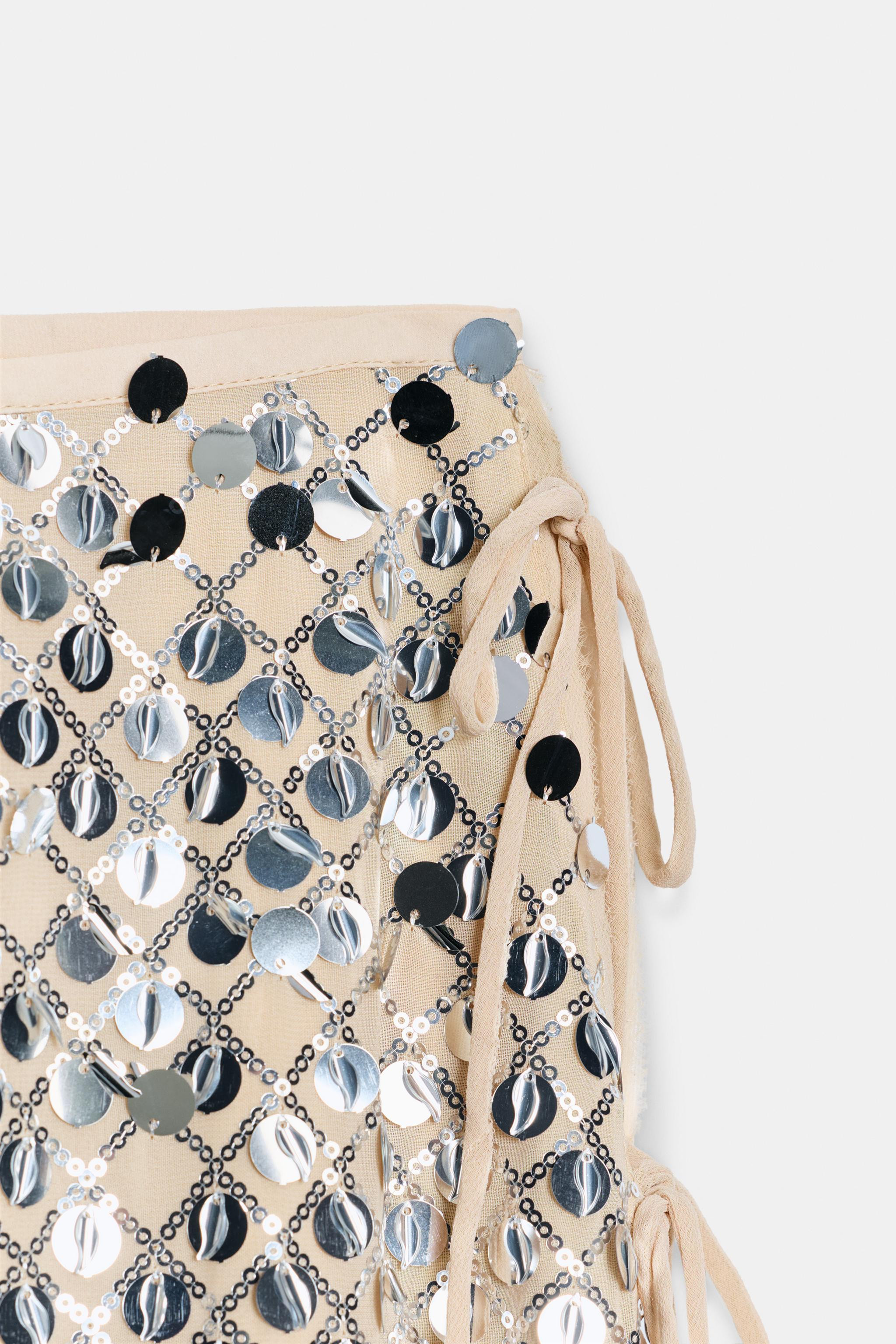 ASYMMETRIC SEQUIN MIDI SKIRT | Zara UK