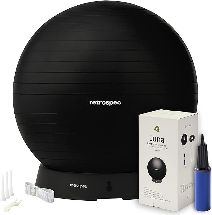 Retrospec Luna Exercise Ball, Base & Pump/Ball & Pump with Anti-Burst Material - Fitness Gym Swis... | Amazon (US)