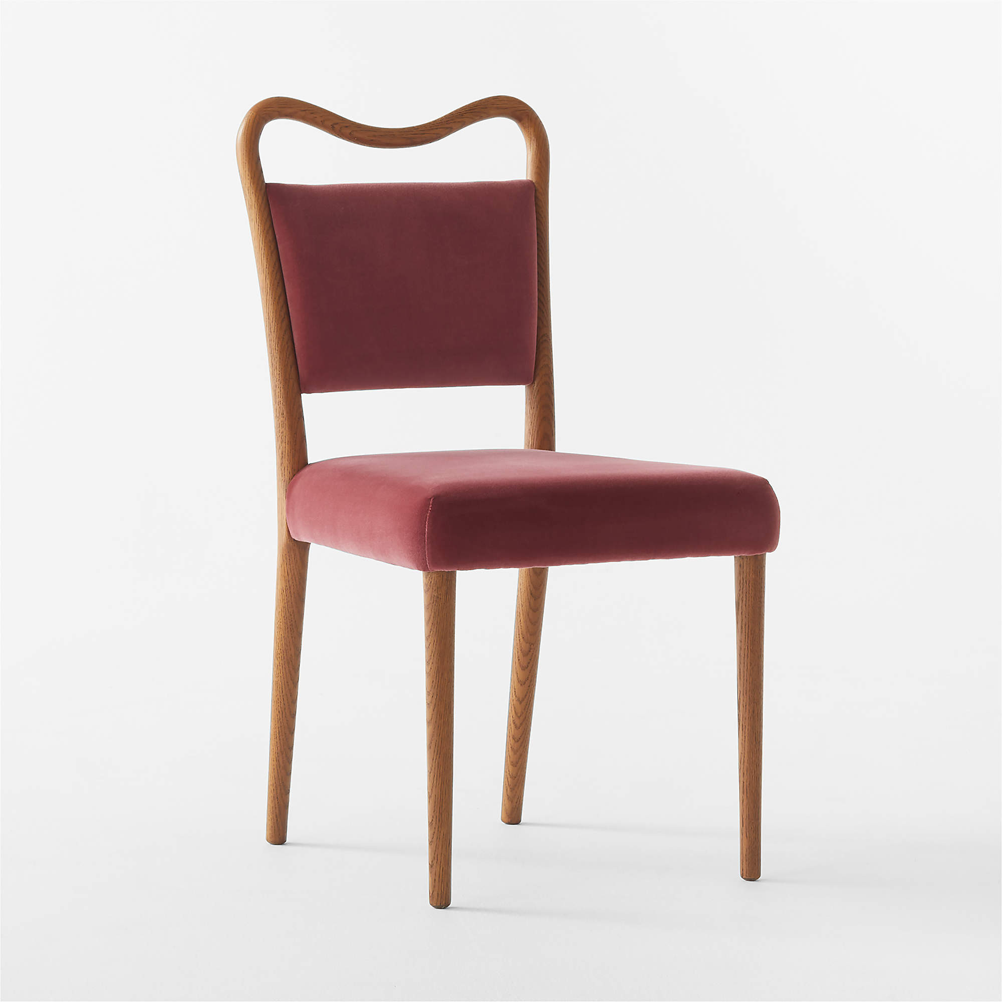 Monte Oak Wood and Rose Velvet Dining Chair | CB2 | CB2