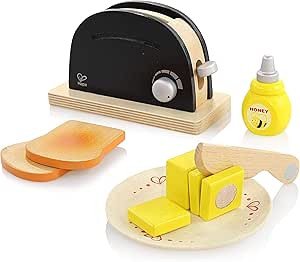 Hape Wooden Black Pop up Toaster Set| Pretend Play Kitchen Playset with Toast, Butter and Honey f... | Amazon (US)
