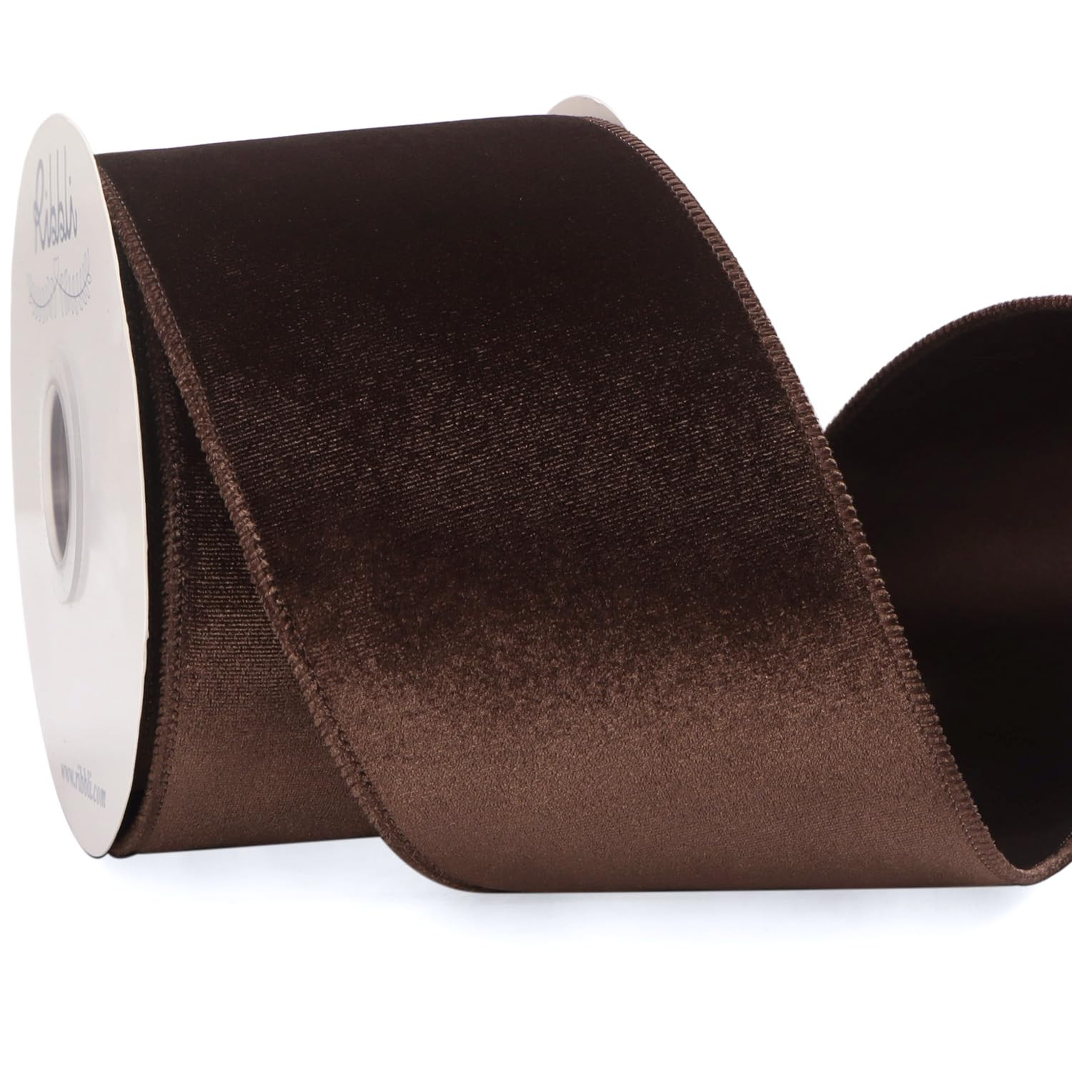 Ribbli Dark Brown Velvet Wired Ribbon 4 Inch Velvet with Satin Christmas Ribbon for Gift Wrapping... | Amazon (US)