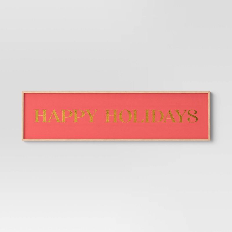 10" x 40" 'Happy Holidays' Framed Canvas Sign Red - Threshold™ | Target