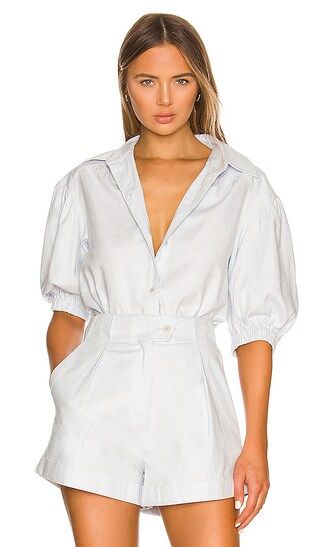Puff Sleeve Button Up in Blue | Revolve Clothing (Global)