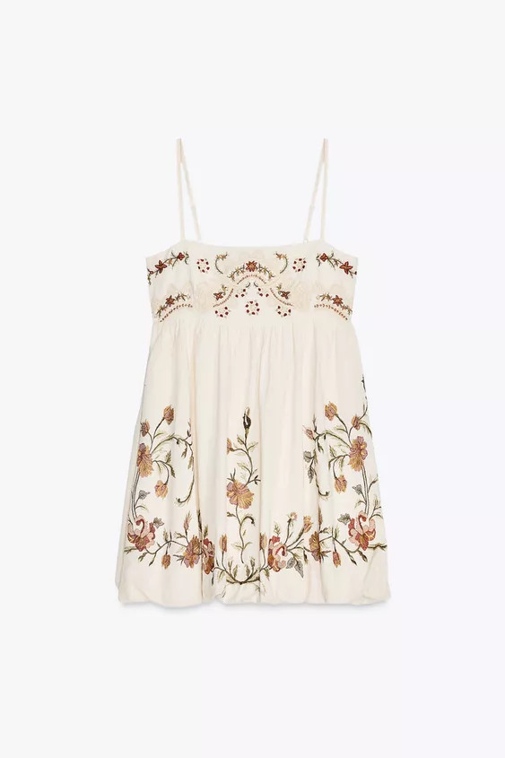 ZW COLLECTION FLORAL EMBROIDERED SHORT DRESS | Zara US
