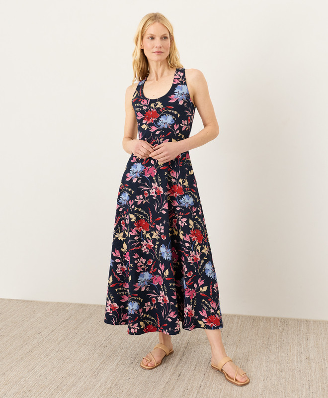 Women’s Fit & Flare Open Back Maxi Dress made with Organic Cotton | Pact | Pact Apparel