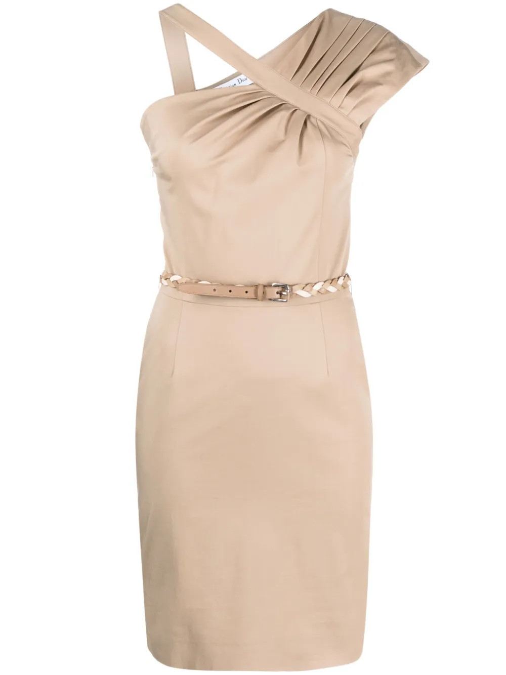 Christian Dior Pre-Owned 2010s pleated single-shoulder dress - Neutrals | Farfetch Global