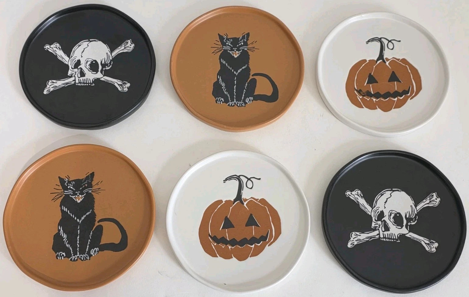 Lot-6 Target Threshold Halloween Stoneware Appetizer 6" Plates Cat Pumpkin Skull | eBay US