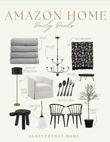 Amazon Daily deals 
Dining chairs 
Faux olive tree 
Swivel chairs 
Floor lamp 
Coffee table decor 
Bathroom decor 
Chandelier 
Kitchen flatware 

Amazon home decor, amazon style, amazon deal, amazon find, amazon sale, amazon favorite 

home office
oureveryday.home
tv console table
tv stand
dining table 
sectional sofa
light fixtures
living room decor
dining room
amazon home finds
wall art
Home decor 

#LTKsalealert #LTKhome #LTKunder50