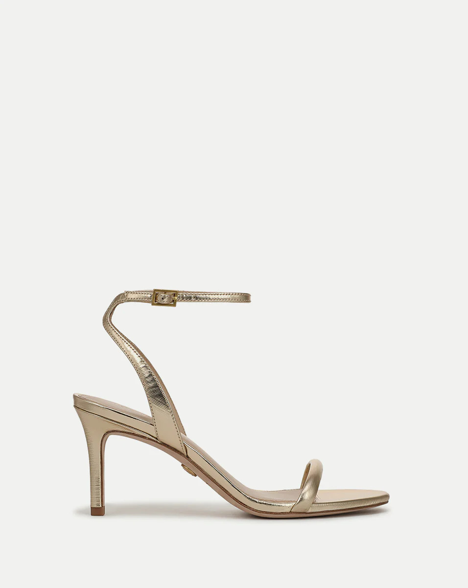 Sylvie Metallic Ankle-Strap Stiletto Sandal | Veronica Beard