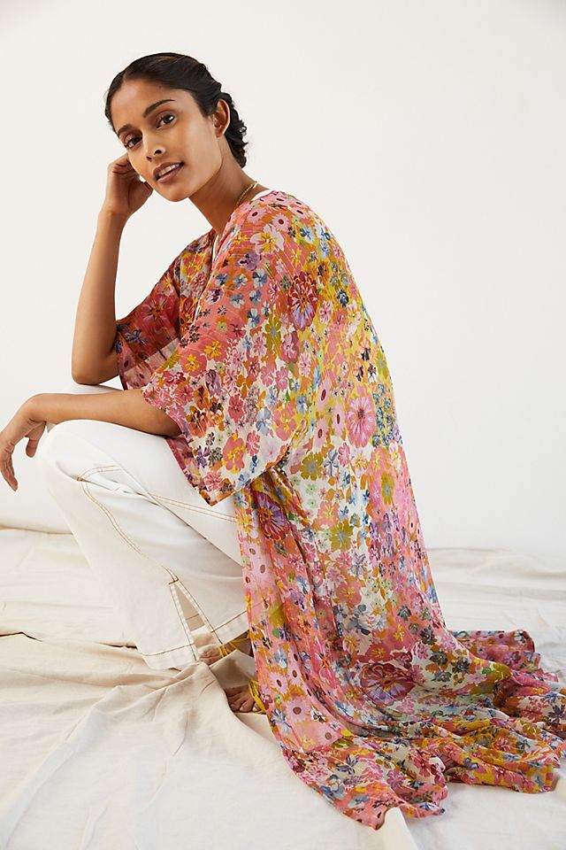 Floral Shimmer Kimono | Anthropologie (US)