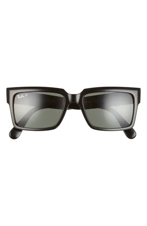 Ray-Ban Inverness 54mm Polarized Pillow Sunglasses in Black /Polarized Green at Nordstrom | Nordstrom