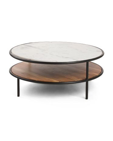 Wood Marble Round Coffee Table | TJ Maxx