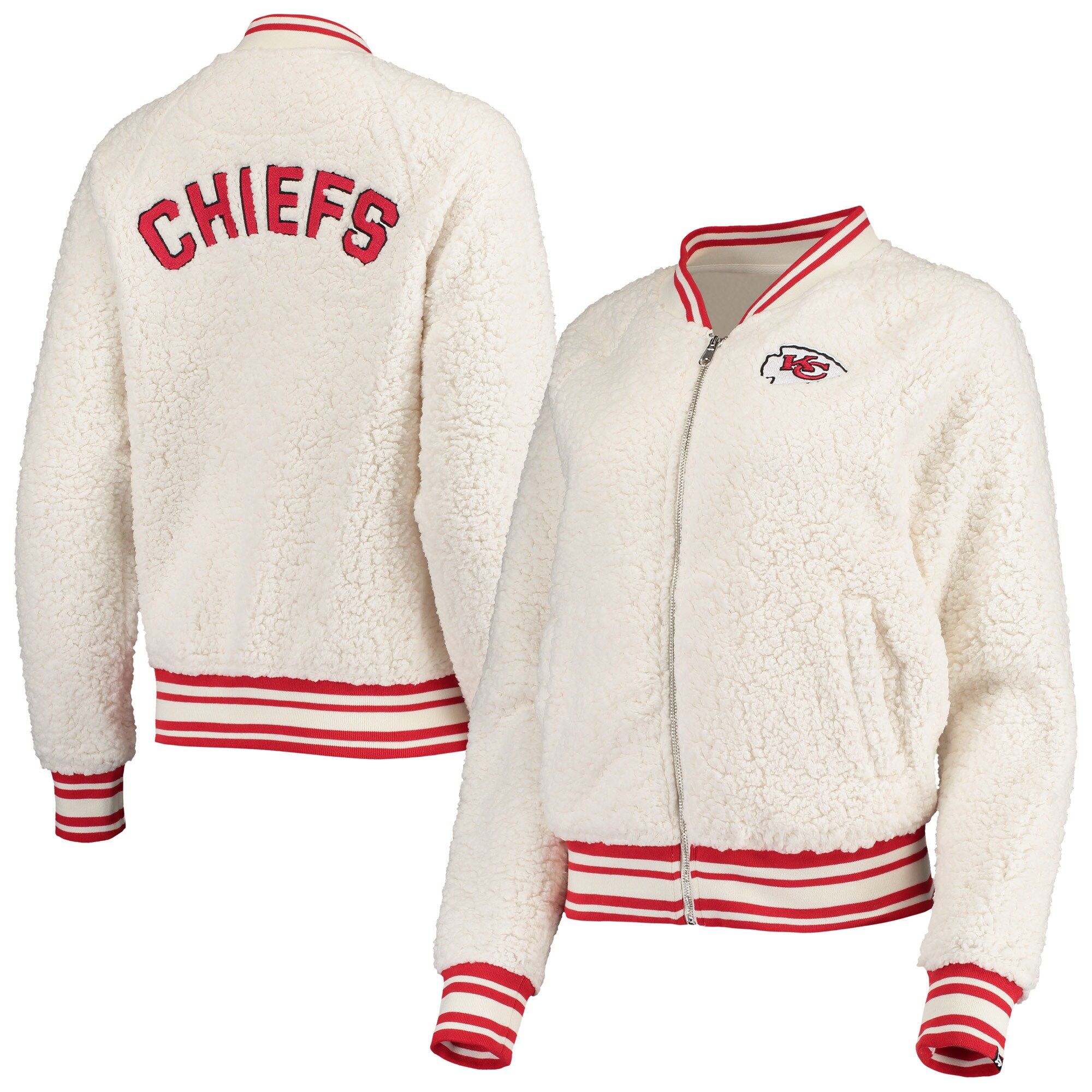 Women's Kansas City Chiefs New Era Cream Sherpa Full-Zip Jacket | NFL Shop