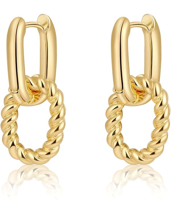 14K Gold Plated Trendy Huggie Hoop Earrings for Women–Hypoallergenic Dangle Drop Gold Silver Ea... | Amazon (US)