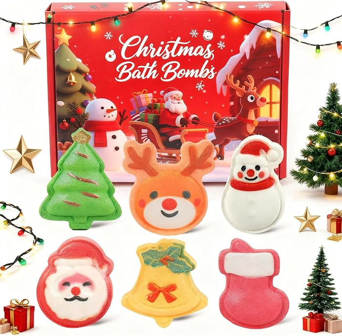 Christmas Bath Bombs for Kids & Women, Handmade Bath Bomb Gift Set of 6 Fun Shapes, Perfect Stock... | Amazon (US)