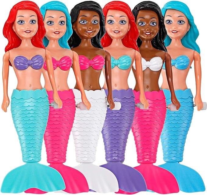 Liberty Imports 6 Pack Bath Toys for Toddlers Kids Girls - Mermaid Princess Wind Up Tail Flap Flo... | Amazon (US)