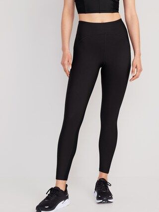 High-Waisted PowerSoft 7/8 Mixed-Fabric Leggings for Women | Old Navy (US)
