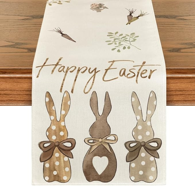 Artoid Mode Carrots Rabbit Bunny Happy Easter Table Runner, Spring Summer Seasonal Holiday Kitche... | Amazon (US)