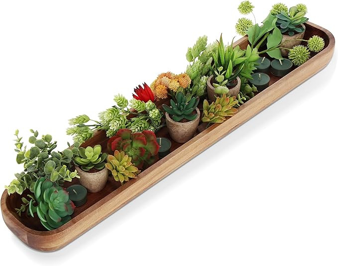 Dough Bowl for Decor - 30 Inch Long Wooden Tray Baguette Trough - Acacia Wood Decorative Oblong C... | Amazon (US)