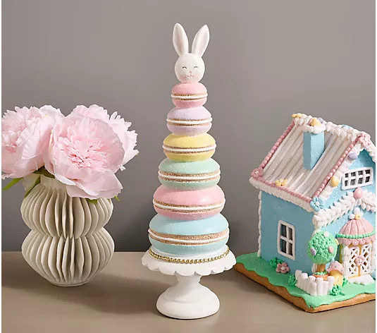 13" Macaroon Footed Tree with Bunny Topper by Valerie | QVC