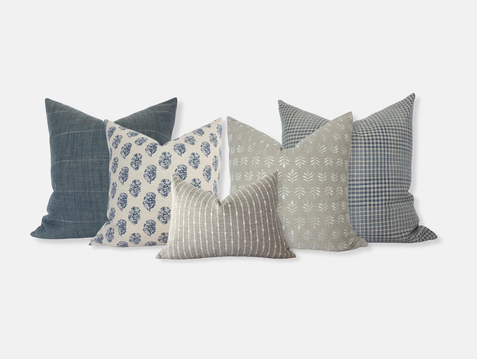 Blue Sofa Pillow Set, Blue and Cream Pillow Covers, Pillow Combination Sets in Blue, Throw Pillow... | Etsy (US)