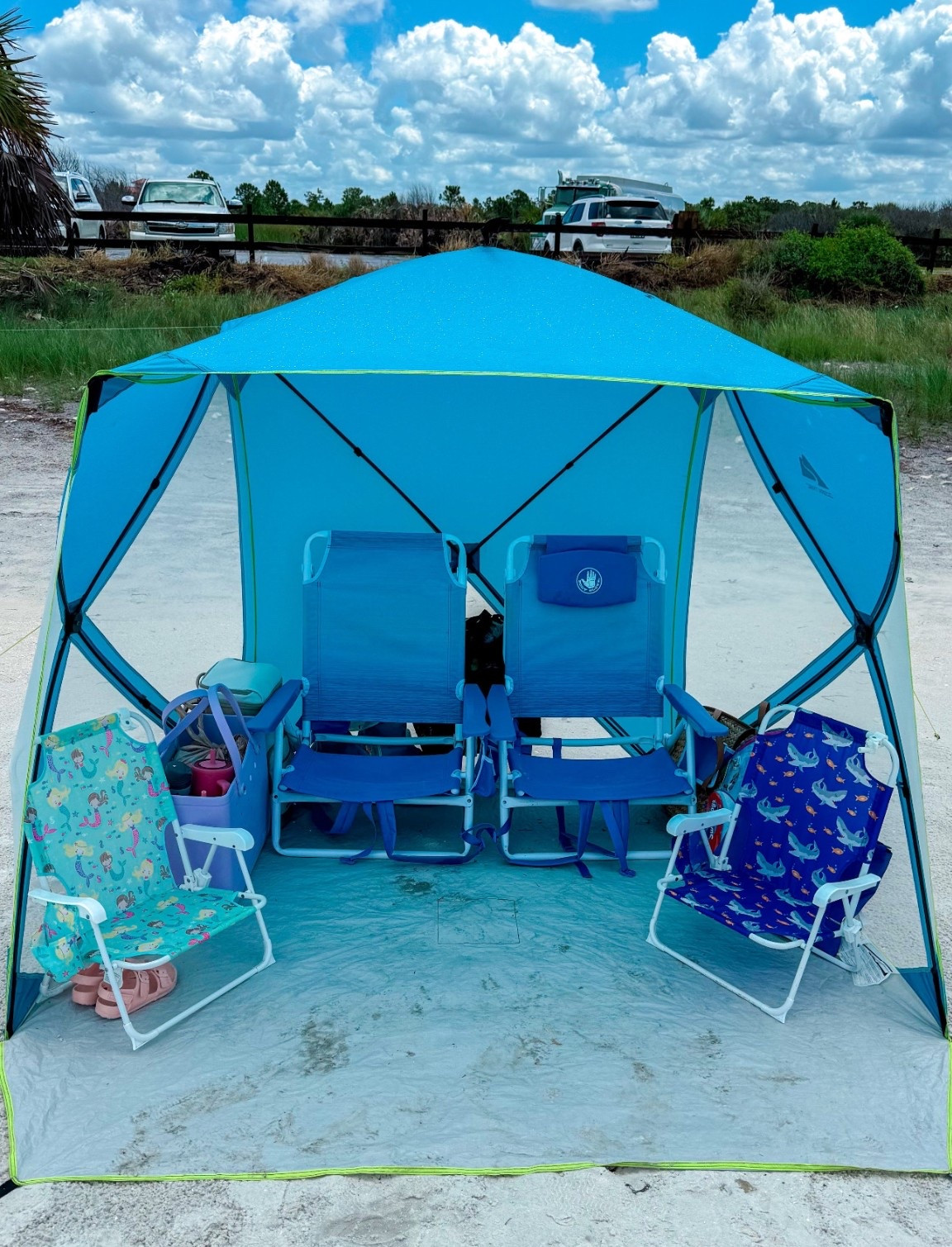 The easiest beach tent to set up and take down. It literally takes less than two minutes. It provides UPF50 protection from the sun, has multiple mesh windows and vents to enjoy the breeze and it comes with a carry bag with an adjustable shoulder strap for easy transport. It’s also the perfect size and comfortably fits two adult sized beach chairs and two kid sized beach chairs without feeling cramped. 

Beach must haves, beach tent, easiest beach tent to put up and take down, bogg bag, beach bag, beach tote, beach chair#LTKFindsUnder50

#LTKmomlife #LTKSwim #LTKSeasonal