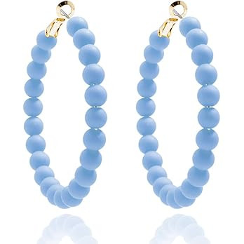 ZENZII Beaded Hoop Earrings Bohemian Circle Round Bead Earrings Chic Dangle Earrings for Women an... | Amazon (US)