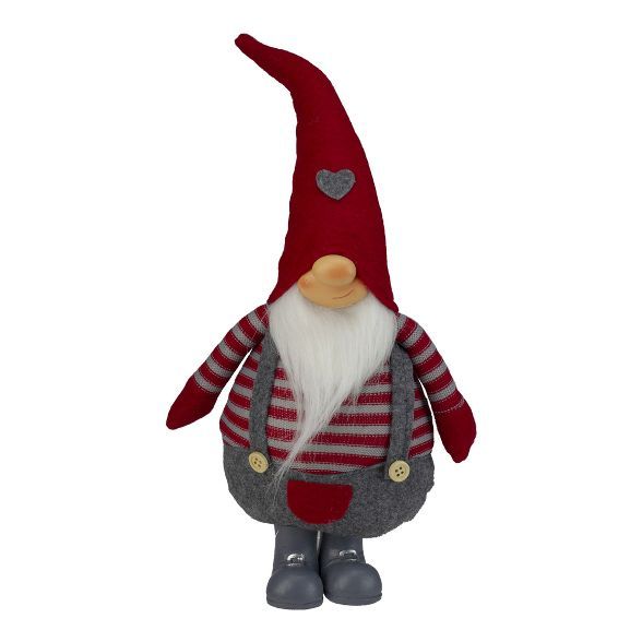 Northlight 12" Red and Gray Striped Chubby Gilbert Standing Gnome Christmas Figurine | Target