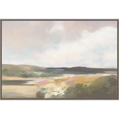 33" x 23" Dawn by The Water Neutral by Julia Purinton Framed Canvas Wall Art Print - Amanti Art | Target
