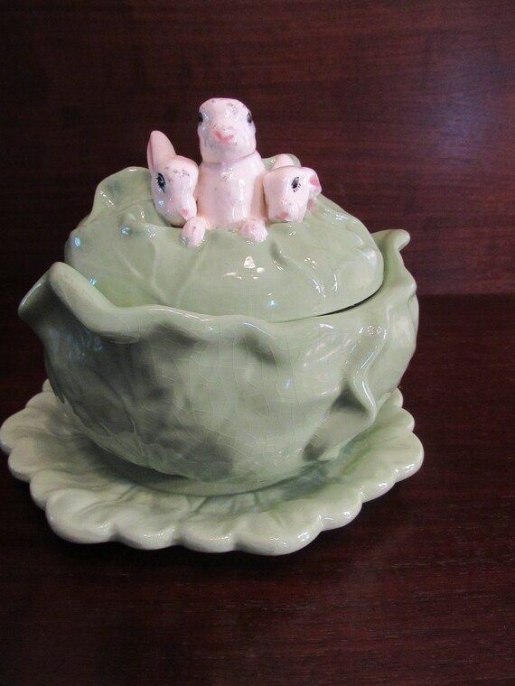Ceramic Bunnies in Cabbage Serving Dish Holland Mold Cabbage | Etsy | Etsy (US)