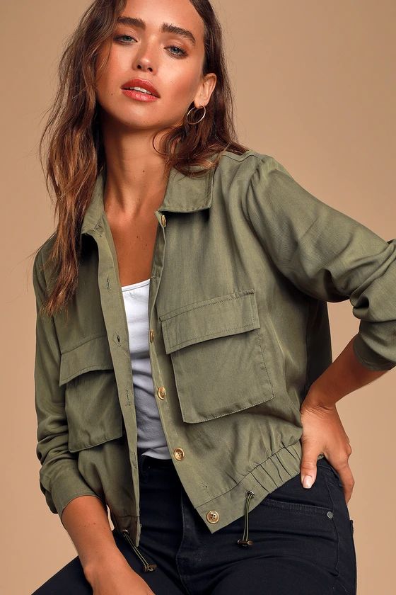Eldora Olive Green Cropped Utility Jacket | Lulus (US)