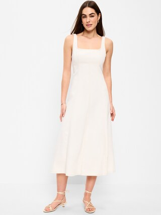 Fit & Flare Sleeveless Denim Midi Dress | Old Navy (CA)