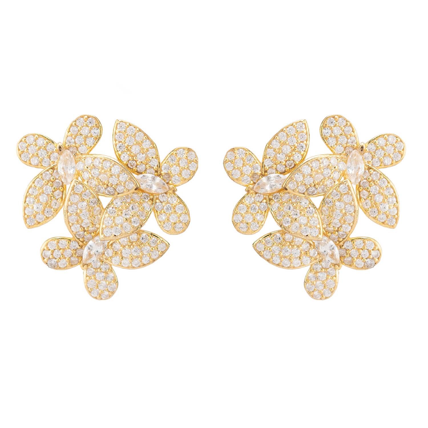 Flowers Large Stud Earrings Gold | Wolf and Badger (Global excl. US)