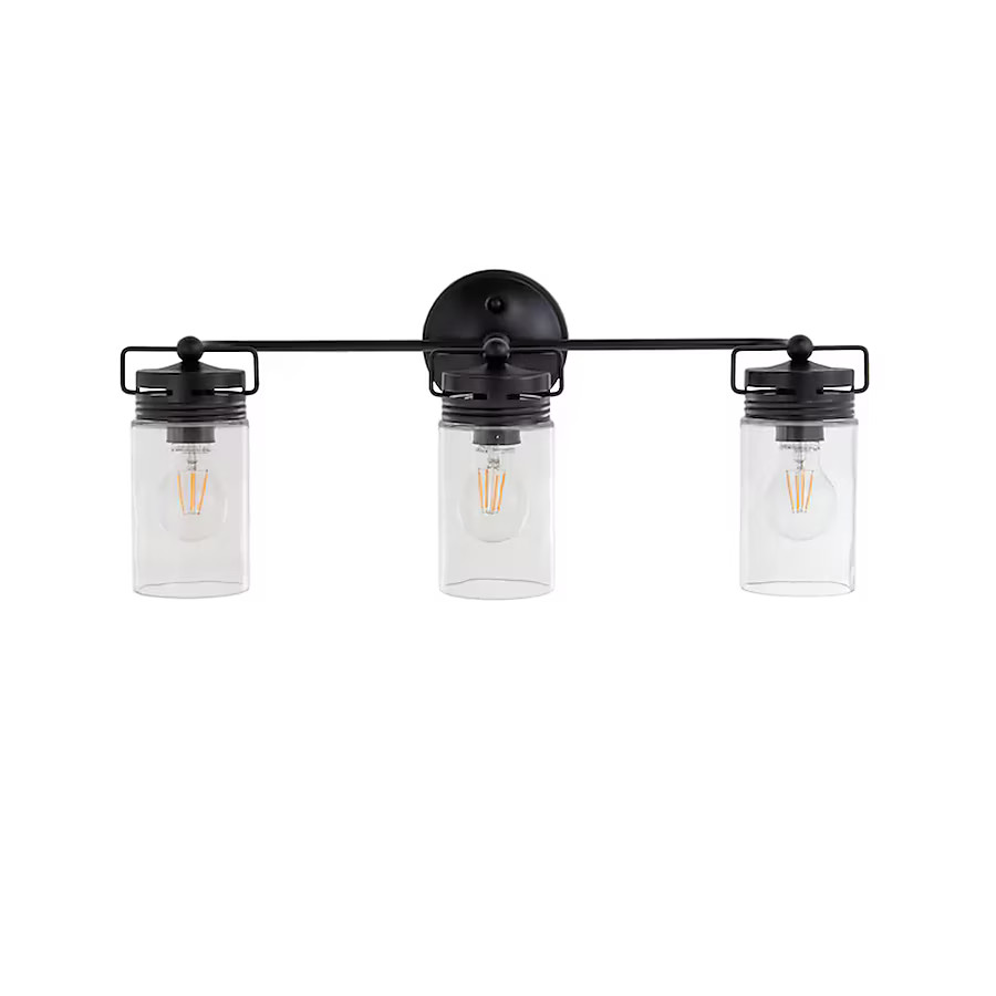 allen + roth Vallymede 24-in 3 -Light Matte Black Farmhouse Vanity light bar | Lowe's