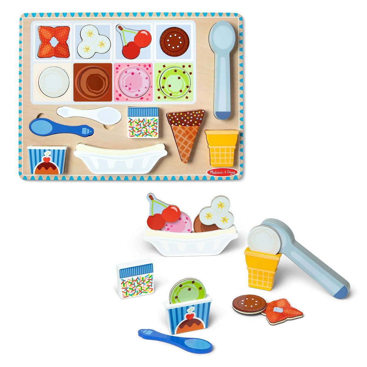 Melissa & Doug Ice Cream Wooden Magnetic Puzzle Play Set, 16pc Magnet with Scooper | Target