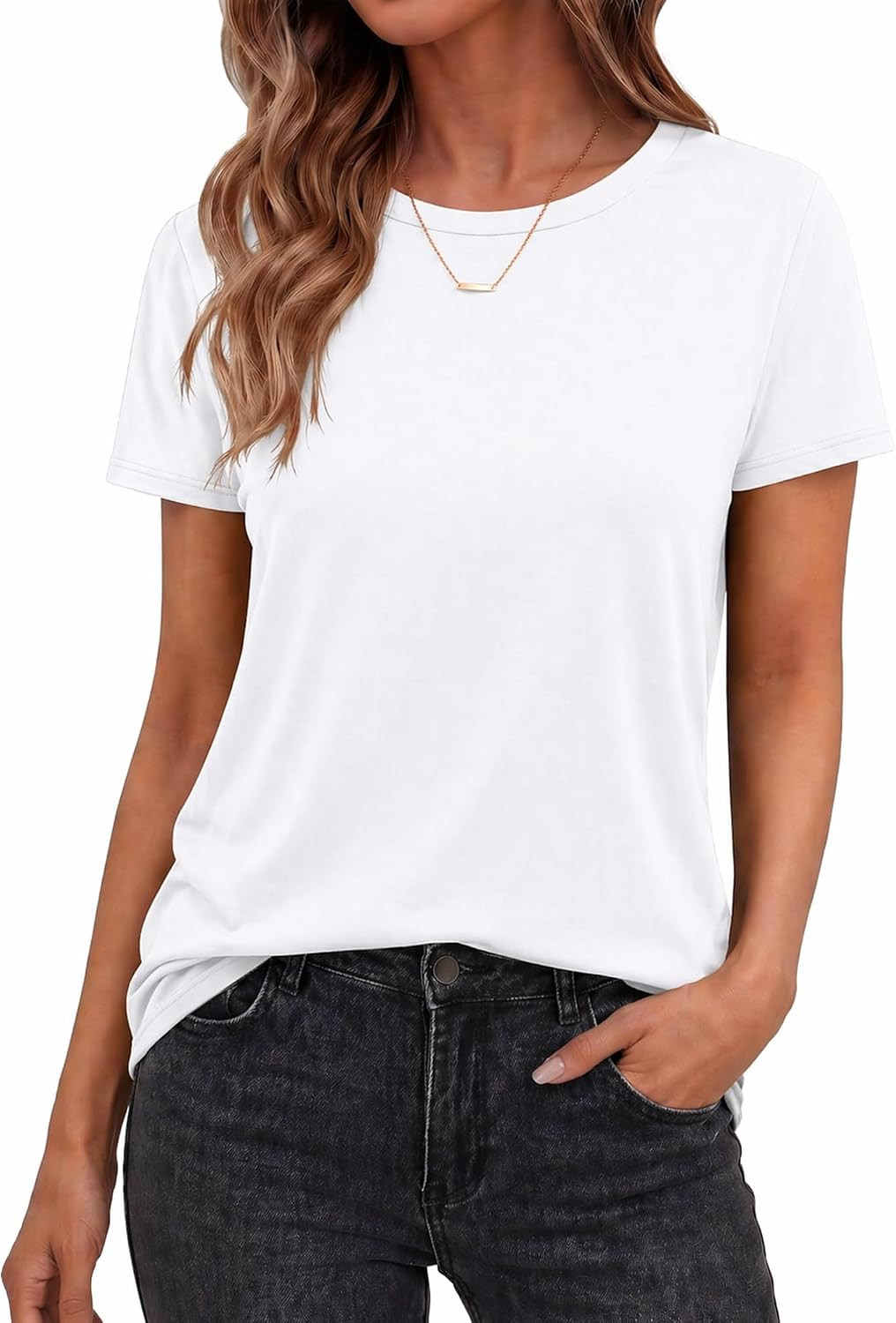 TNNZEET Tshirts for Women - Short Sleeve Spring Summer Tops Loose Fit Shirts Casual Clothes Basic Tees for Vacation 2026 | Amazon (US)