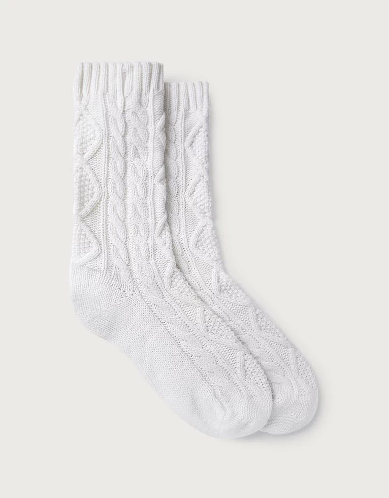 Cable-Knit Bed Socks With Cashmere | The White Company (UK)