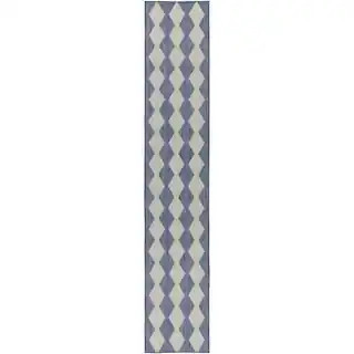 Positano Navy Blue 2 ft. x 12 ft. Diamond Contemporary Runner Area Rug | The Home Depot