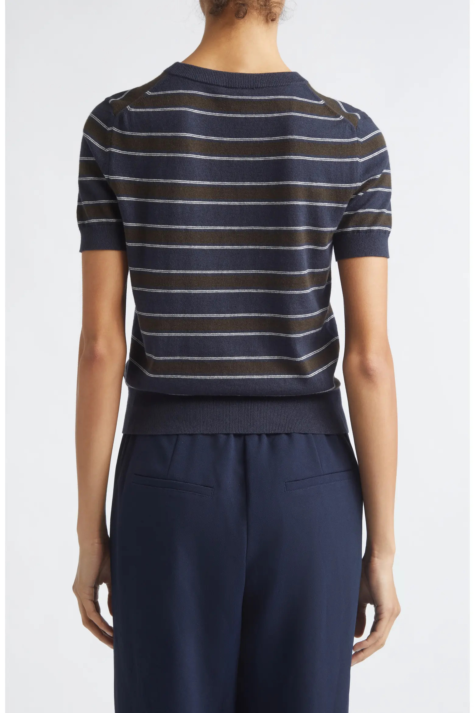 Stripe Short Sleeve Cotton & Cashmere Sweater T-Shirt (Women) | Nordstrom | Nordstrom