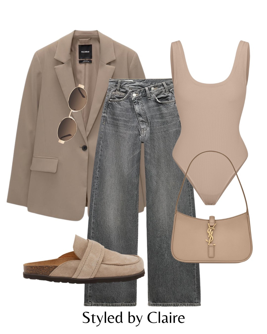 Neutral blazer styling🙋🏽‍♀️
Tags: oversized blazer taupe beige pull & bear cross waist band jeans Zara bodysuit skims mules Birkenstock clogs ysl bag fashion spring summer inspo outfit ideas city break casual chic women’s style Barcelona Paris capsule wardrobee date

#LTKstyletip #LTKspring #LTKsummer