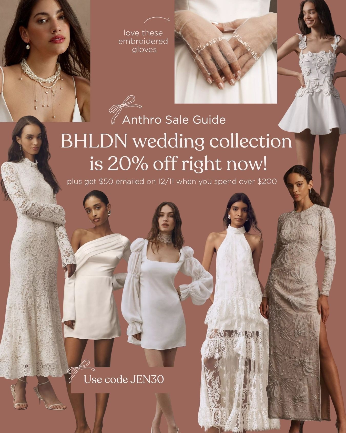 Bhldn dresses and accessories are all 20% off now until Sunday 11/23 with code JEN30. Great time to get your dress or accessories on sale!!! 

#LTKWedding #LTKSaleAlert #LTKCyberWeek