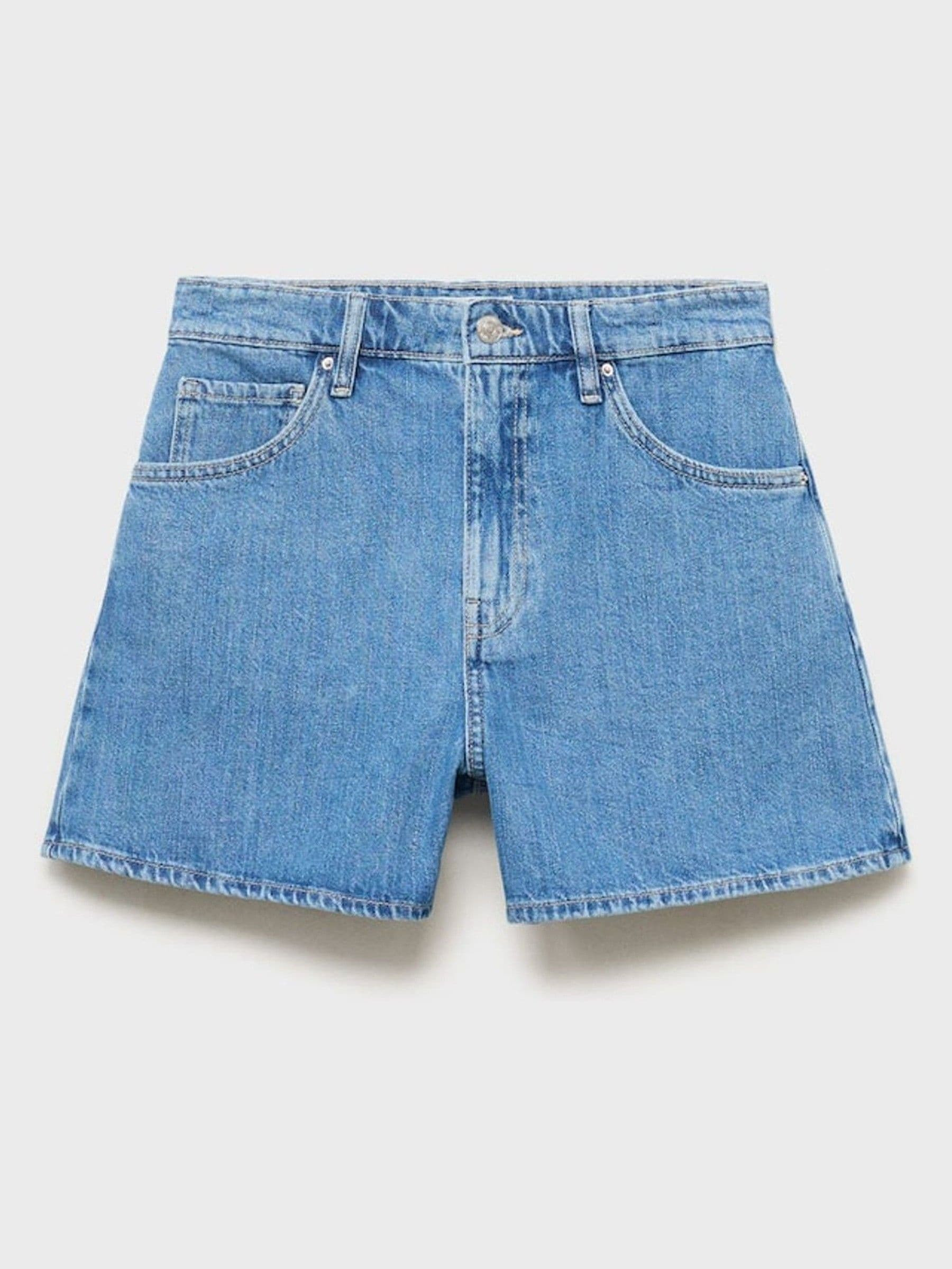 Mango Mango Blue High Waist Straight Denim Shorts | Next AU