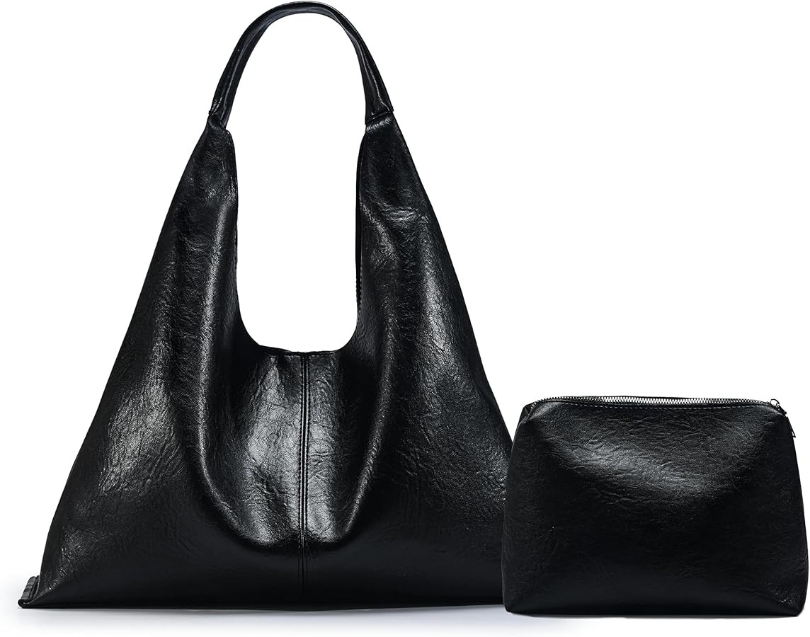 Hobo Shoulder Bag for Women Trendy Lightweight Soft Foldable Leather Hobo Tote Handbag with Coin ... | Amazon (US)