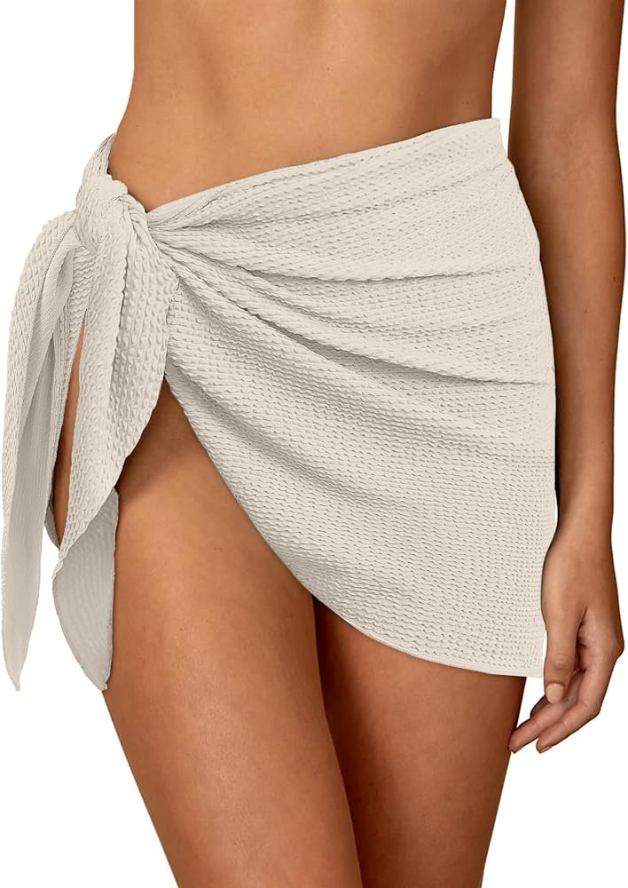 ANRABESS Sarong Wraps for Women Beach Coverups 2026 Summer Short Swimsuits Cover Ups Tie Side Bat... | Amazon (US)