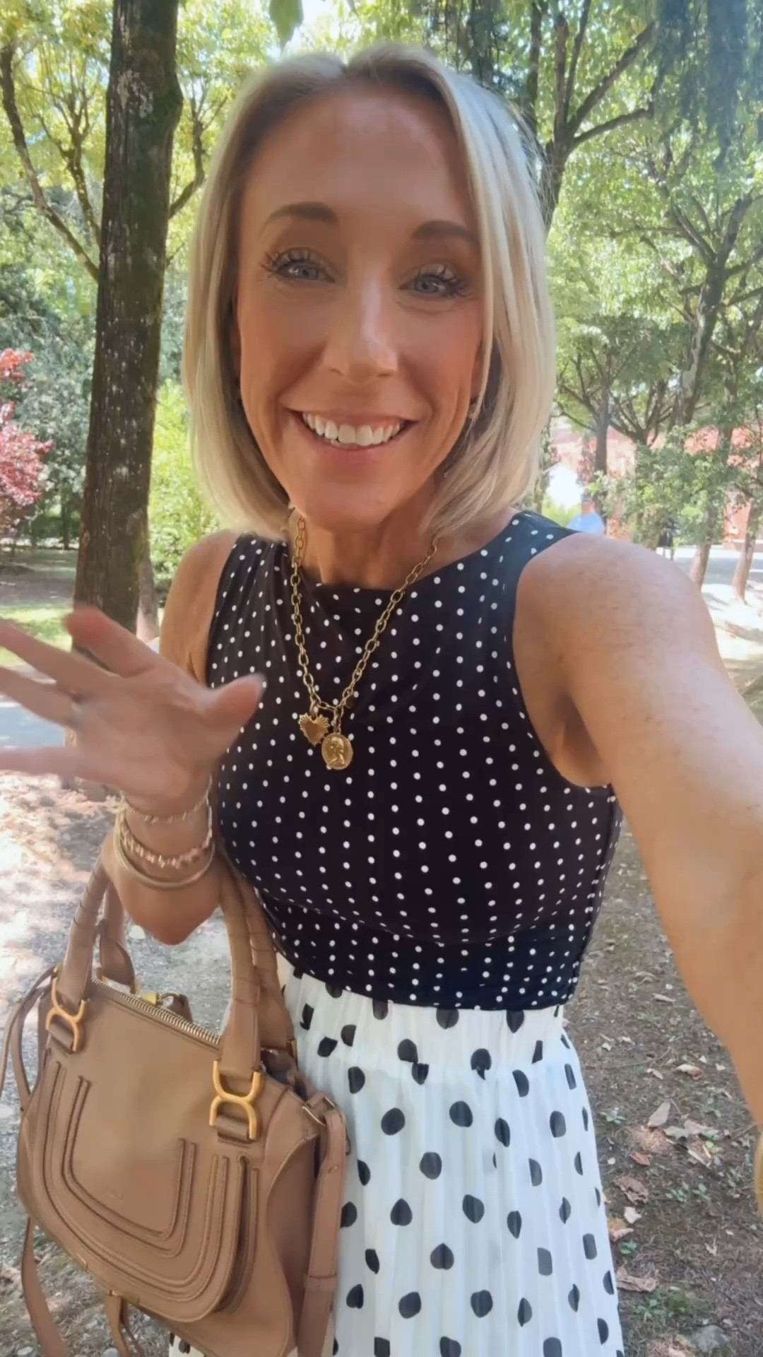 Ootd for day 6 (a drive through Tuscany into Florence):
• Polka dot tank - size XS.
• Polka dot skirt - size XS.

#LTKootd #LTKSeasonal #LTKOver40