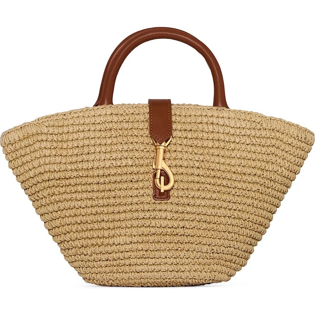 Rebecca Minkoff Mini Megan Woven Fan Tote in Natural/Tawny at Nordstrom | Nordstrom